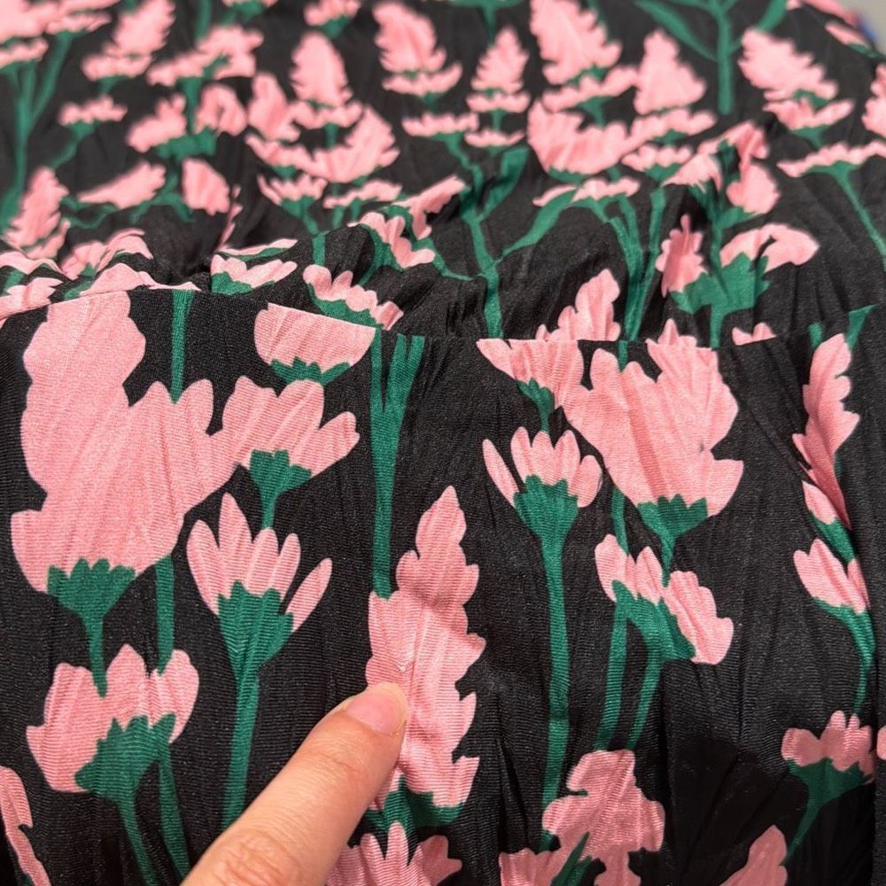 Eloquii Black Pink Floral Easy Tie Front Midi Dress Size 26/28 - Picture 8 of 8